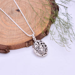 92.5 Sterling Silver Oval Shape Designer Photo Locket Pendant
