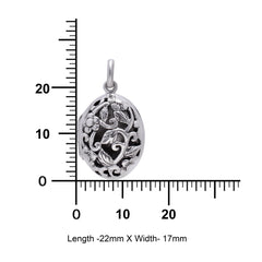 92.5 Sterling Silver Oval Shape Designer Photo Locket Pendant