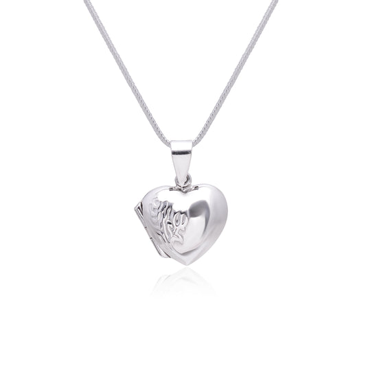 92.5 Sterling Silver Heart Designer Photo Locket Pendant