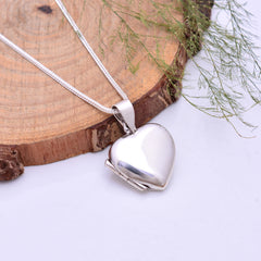 92.5 Sterling Silver Designer Heart Photo Locket Pendant