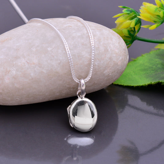92.5 Sterling Silver Designer Oval Photo Locket Pendant