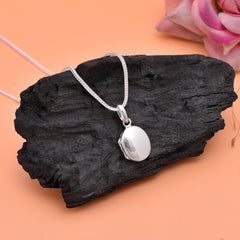 92.5 Sterling Silver Designer Oval Photo Locket Pendant