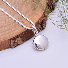 92.5 Sterling Silver Designer Round Photo Locket Pendant