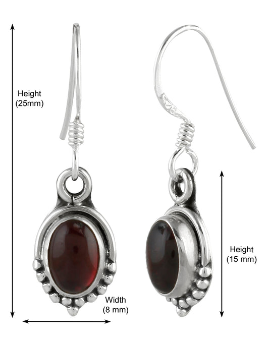 925 Sterling Silver Handmade Dangler Hanging Earrings with Precious Stone