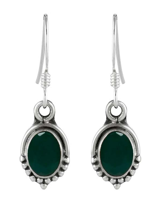 925 Sterling Silver Handmade Dangler Hanging Earrings with Emerald Stone