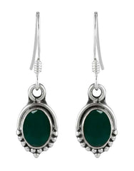 925 Sterling Silver Handmade Dangler Hanging Earrings with Emerald Stone