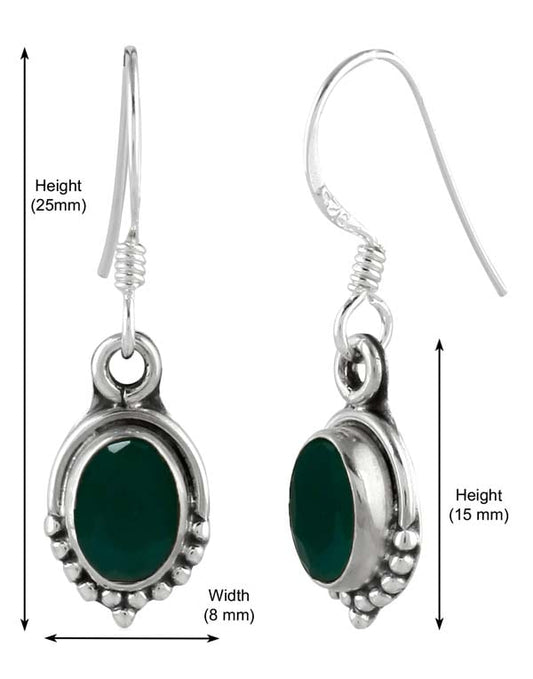 925 Sterling Silver Handmade Dangler Hanging Earrings with Emerald Stone