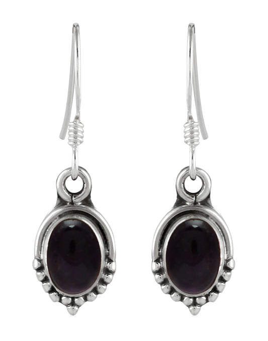 925 Sterling Silver Handmade Dangler Hanging Earrings with Amethyst Precious Stone