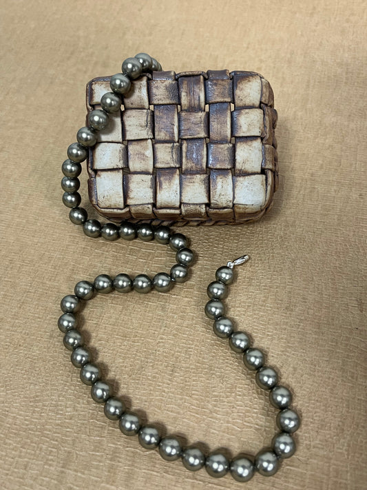 Handmade 8 mm Simulated Olive Green Pearl Adjustable Mala Single Strand