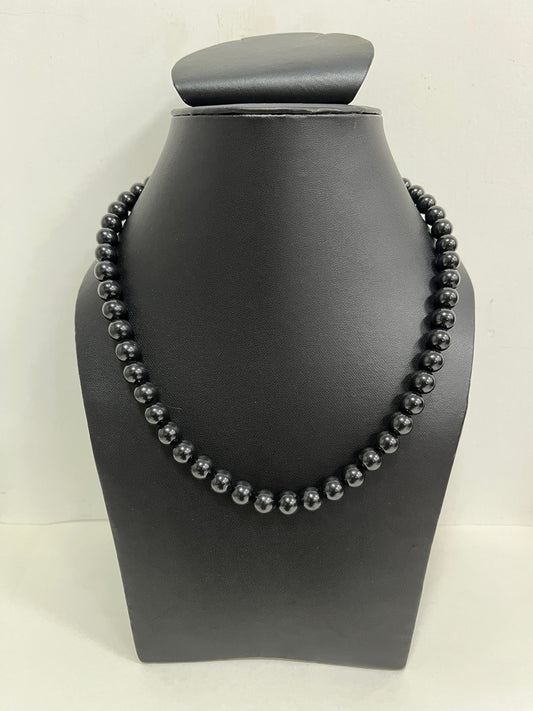 Handmade 8 mm Simulated Black Pearl Adjustable Moti Mala Single Strand