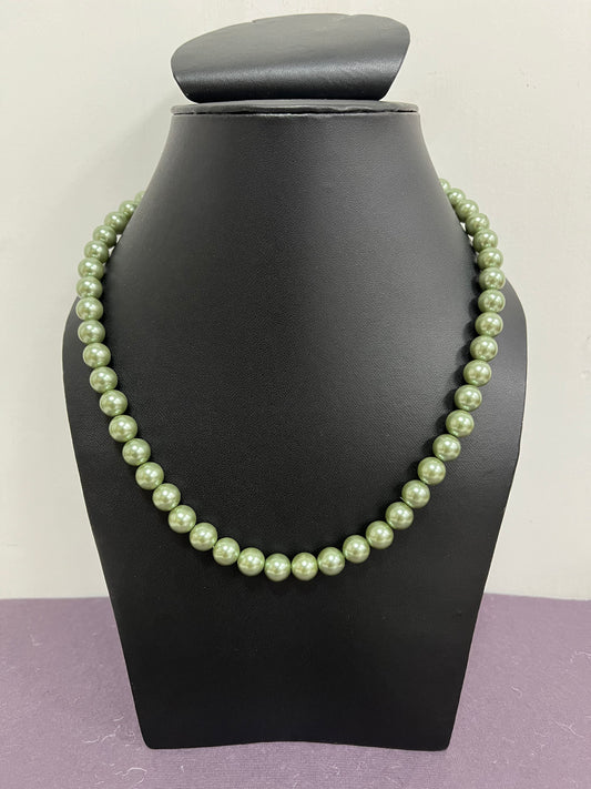 Handmade 8 mm Simulated Pista Green Adjustable Mala Single Strand