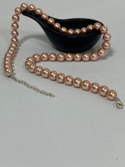 Handmade 8 mm Simulated Pink Colour Pearl Adjustable Mala Single Strand