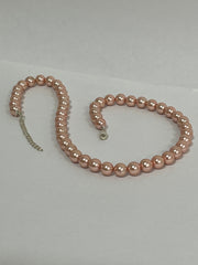 Handmade 8 mm Simulated Pink Colour Pearl Adjustable Mala Single Strand