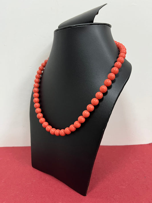 Handmade 8 mm Simulated Red Color Pearl Adjustable Mala Single Strand