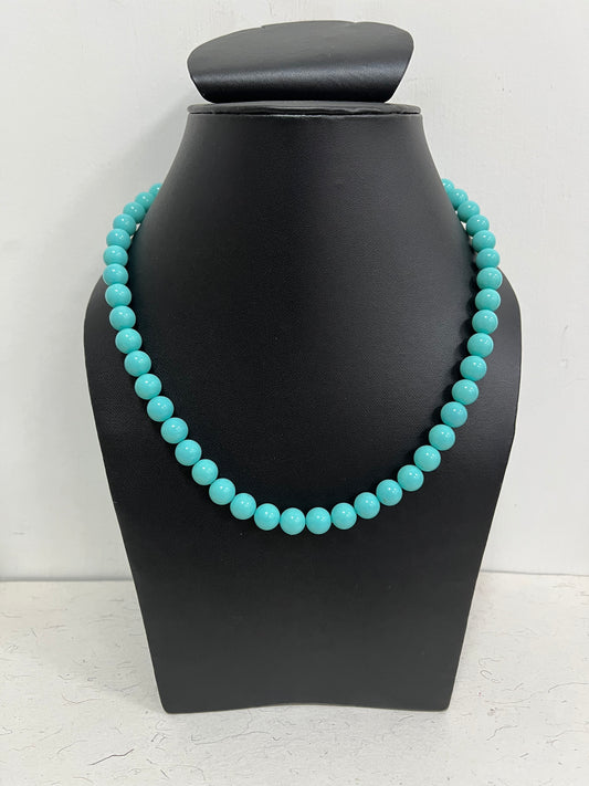 Handmade 8 mm Simulated Blue Pearl Adjustable Mala Single Strand