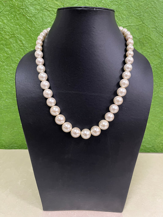 Handmade Simulated White Pearl Adjustable Mala Single Strand