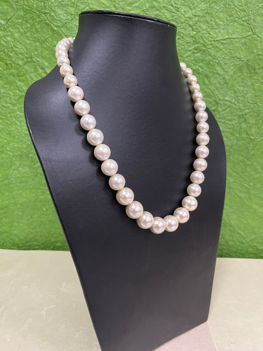 Handmade Simulated White Pearl Adjustable Mala Single Strand