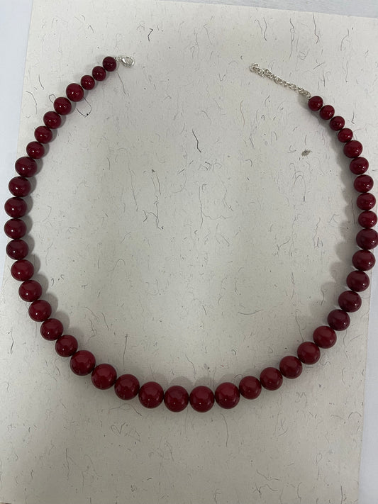 Handmade Simulated Red Maroon Pearl Adjustable Mala Single Strand