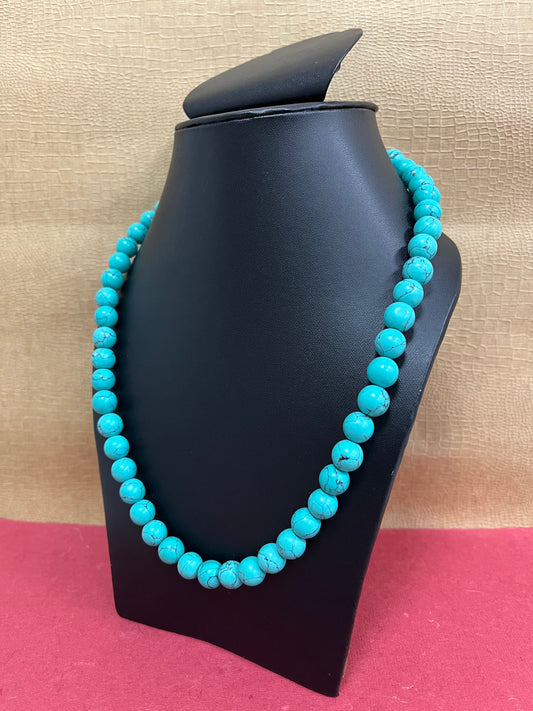 Handmade Simulated Blue Turquoise Designer Adjustable Mala Single Strand