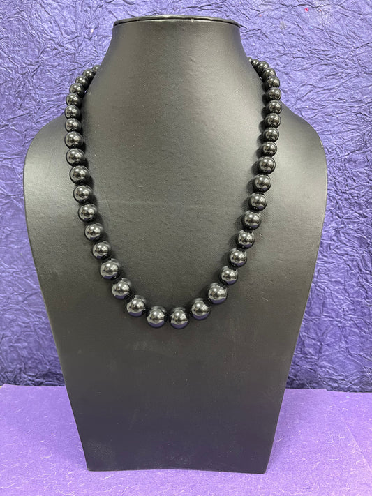 Handmade Simulated Black Pearl Adjustable Mala Single Strand