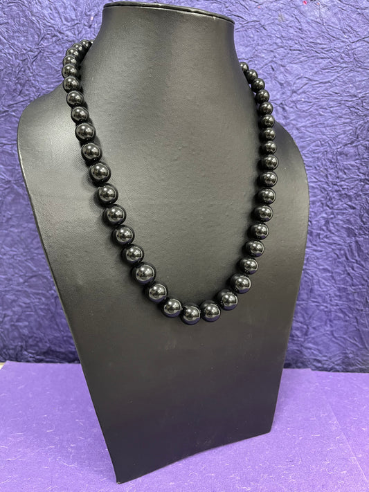 Handmade Simulated Black Pearl Adjustable Mala Single Strand