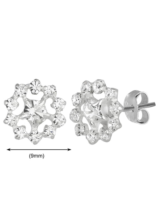 92.5 Silver and Cubic Zirconia Stud Earrings