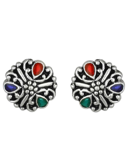 92.5 Silver and Unisexual Meena Work light weighted Studs
