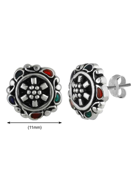 92.5 Silver and Unisexual Meena Work light weighted Studs