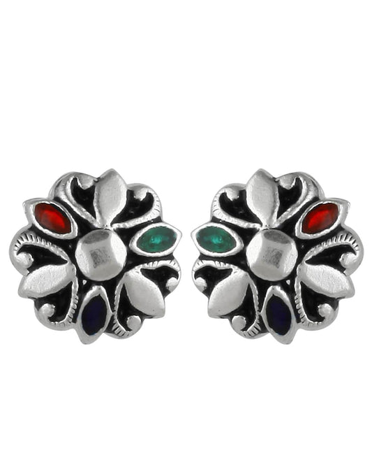 92.5 Silver and Unisexual Meena Work light weighted Studs