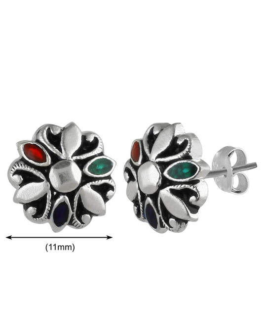 92.5 Silver and Unisexual Meena Work light weighted Studs