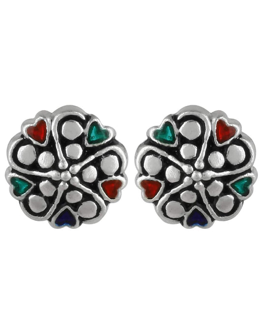 92.5 Silver and Unisexual Meena Work light weighted Studs