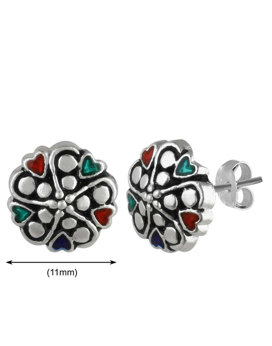 92.5 Silver and Unisexual Meena Work light weighted Studs