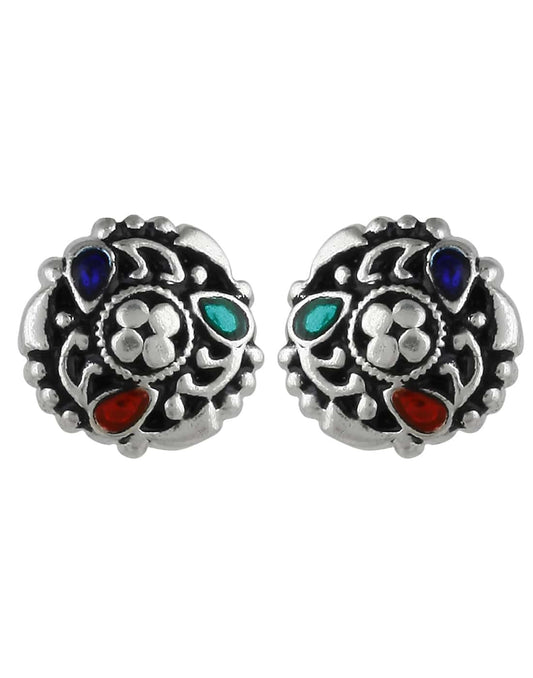 92.5 Silver and Unisexual Meena Work light weighted Studs