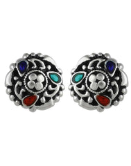 92.5 Silver and Unisexual Meena Work light weighted Studs
