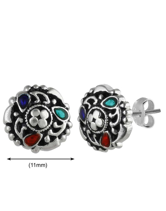 92.5 Silver and Unisexual Meena Work light weighted Studs