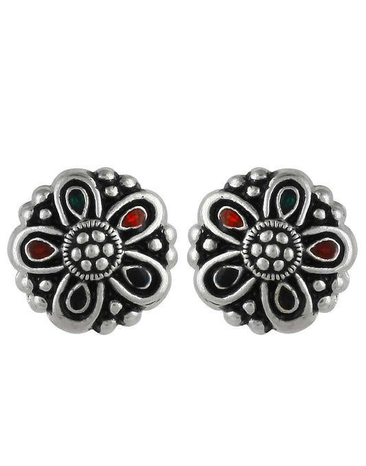 92.5 Silver and Unisexual Meena Work light weighted Studs