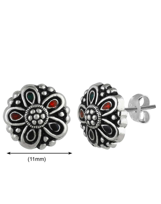 92.5 Silver and Unisexual Meena Work light weighted Studs