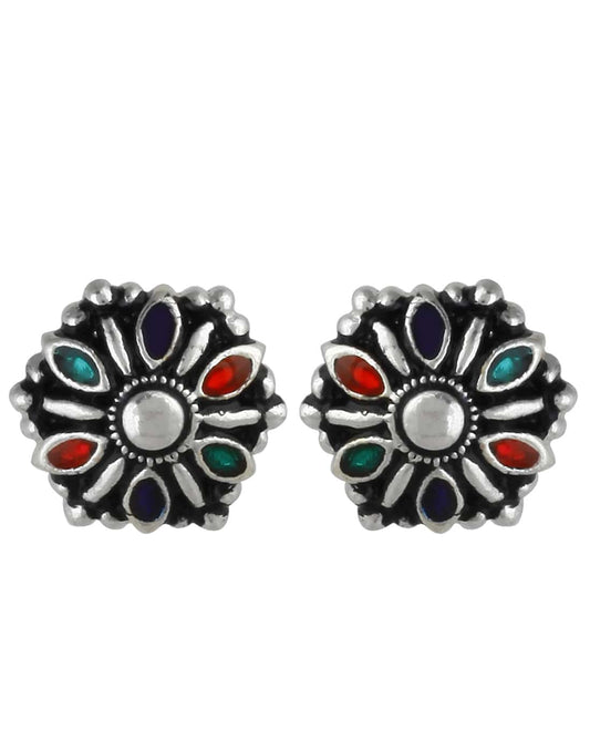 92.5 Silver and Unisexual Meena Work light weighted Studs