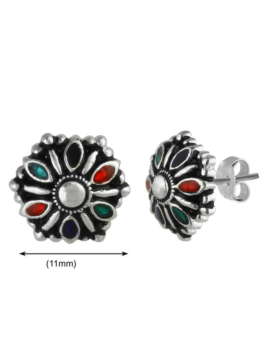 92.5 Silver and Unisexual Meena Work light weighted Studs