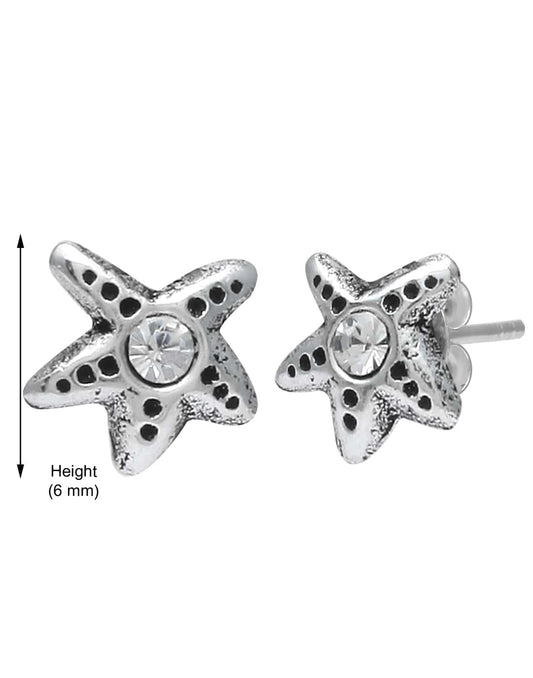 92.5 Sterling Silver Star Fish Stud Earrings