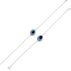 Combo of 2 92.5 Sterling Silver Evil Eye Bracelet (Large and Small)