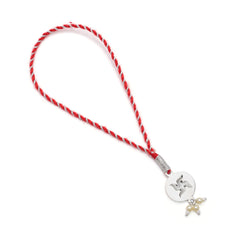 92.5 Sterling Silver Swastik Loomba Rakhi for Bhabhi in Red Thread