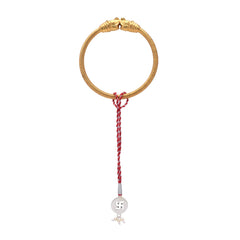 92.5 Sterling Silver Swastik Loomba Rakhi for Bhabhi in Red Thread