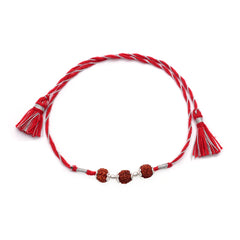 92.5 Sterling Silver Rudraksh Red Thread Bracelet for Men