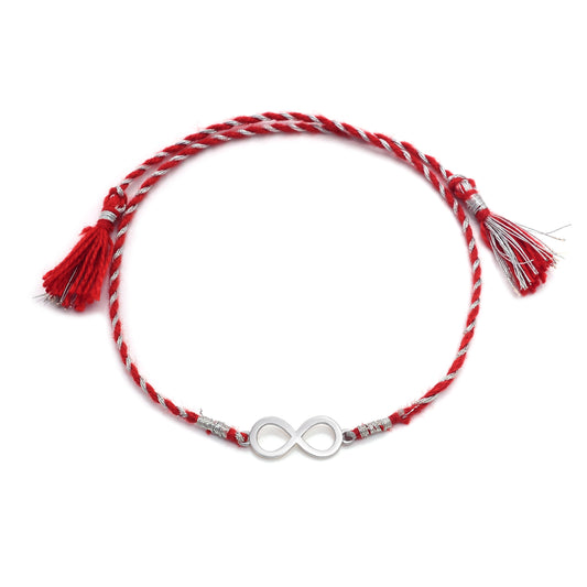 92.5 Sterling Silver Infinity Rakhi Red Thread