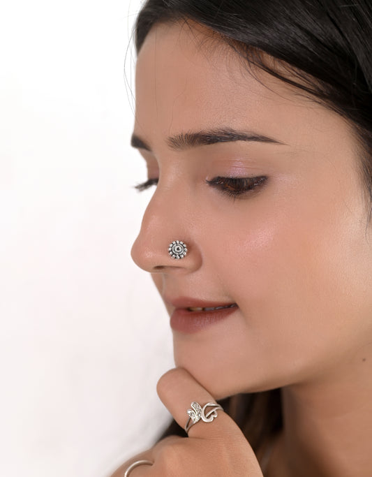 Flower Shape Screw Back Nose Pin in 92.5 Sterling Silver for Women and Girls