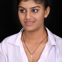 Pear Shape Pendant and Earring Mangalsutra Set in 925 Sterling Silver