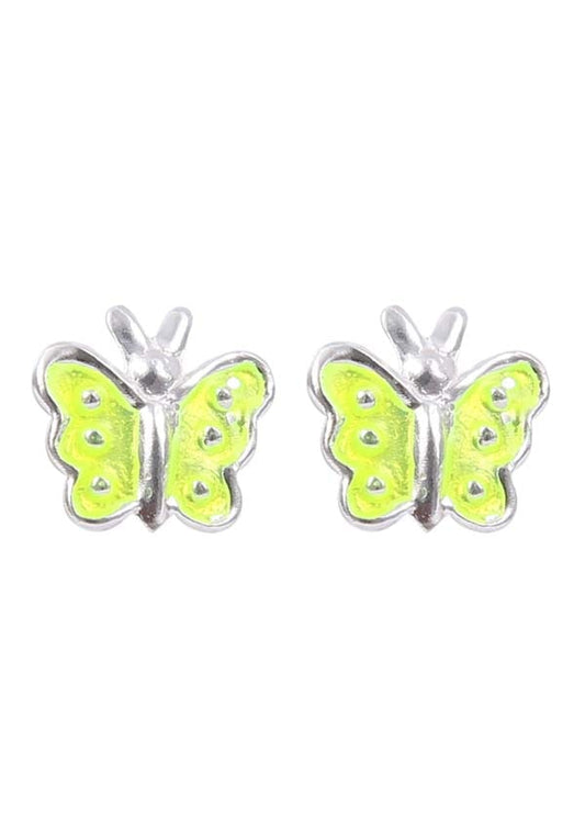 Elegant Yellow Enamel Small Butterfly Studs Earrings