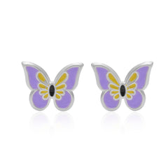 Pure 925 Sterling Silver Cute and Elegant Enamel Butterfly Studs Earrings