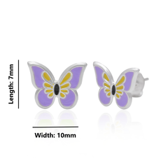 Pure 925 Sterling Silver Cute and Elegant Enamel Butterfly Studs Earrings